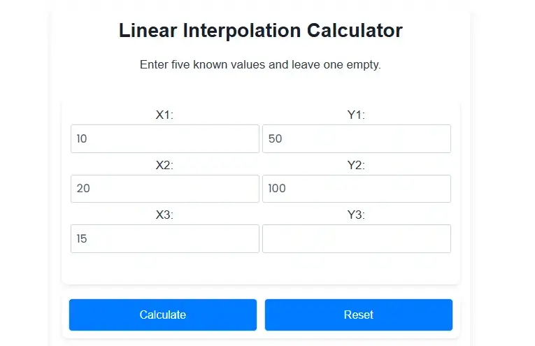 Calculator 1 Linear Interpolation Calculator image